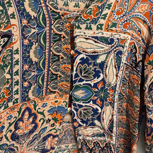 Angle Paisley Floral Boho Hippie Split Front Tie Sleeve Maxi Dress - Picture 6 of 11